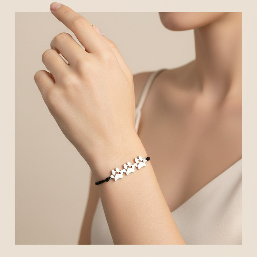Geometric Round Stainless Steel Woven Adjustable Bracelet
