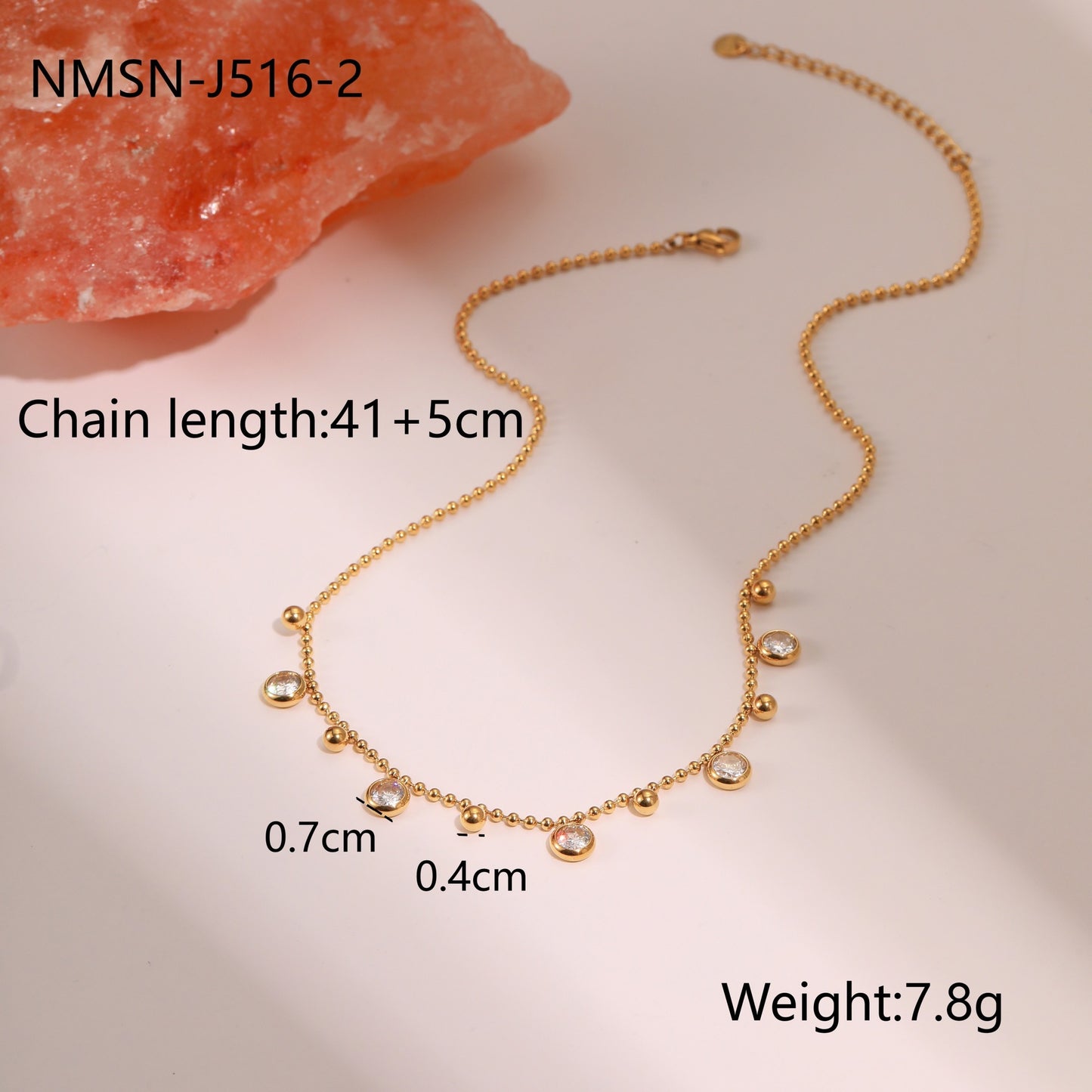Collana con pendente geometrico in acciaio inossidabile placcato oro 18 carati e frange di zirconi da donna