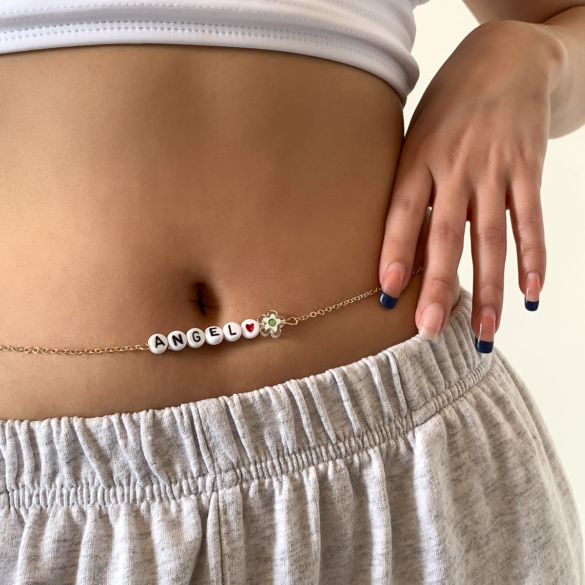 Minimalist Acrylic Floral Letter Body Chain for Women