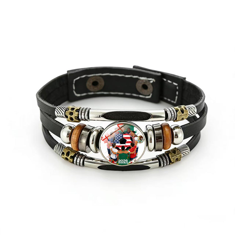Bracciale in pelle placcato geometrico unisex
