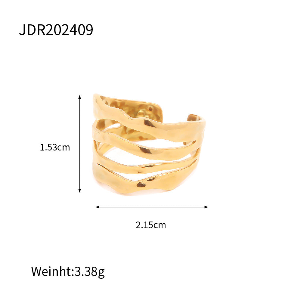 Geometric Plated Stainless Steel Ring for Women