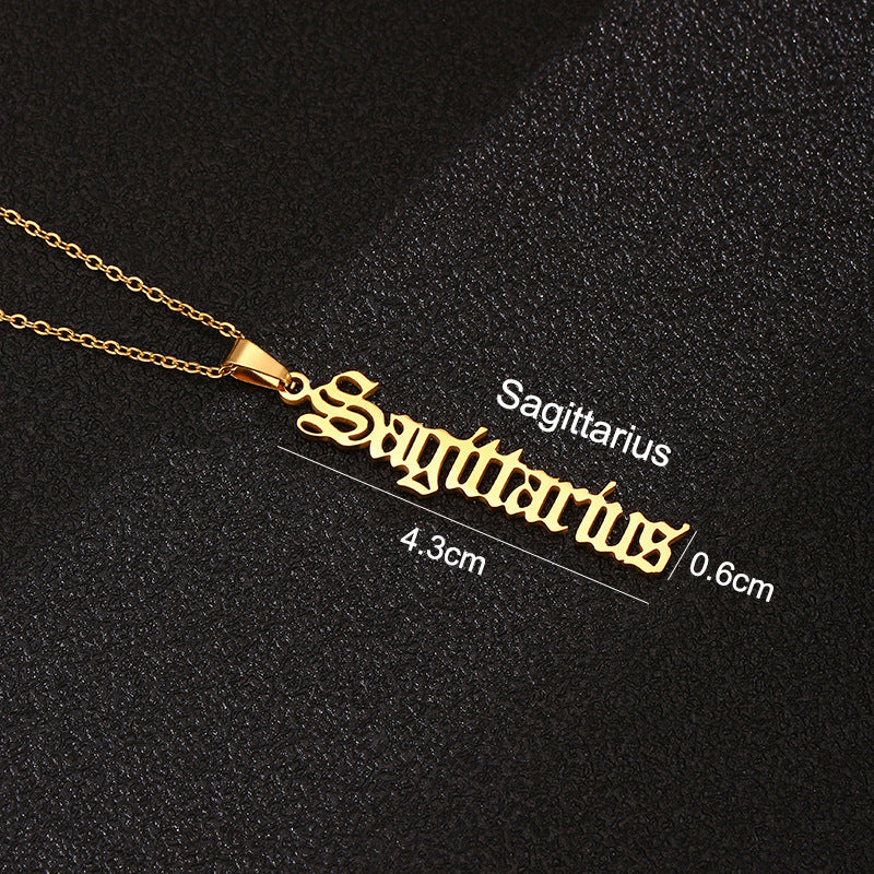 Zodiac-Themed Stainless Steel Pendant Necklace with Titanium Steel Charm and Electroplated Finish for Unisex Wear