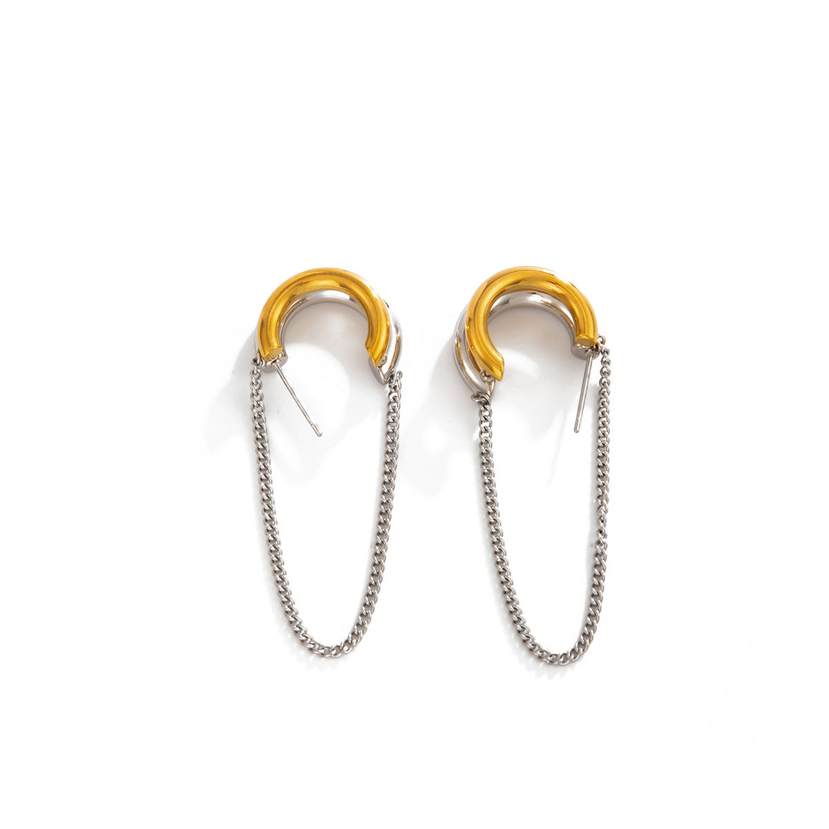 Geometric Stainless Steel Plated C-Shape Hoop Earrings for Women