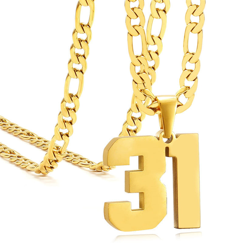 Minimalist Numeric Pendant Necklace for Men and Women Stainless Steel Chain with Polished Titanium Steel Charm