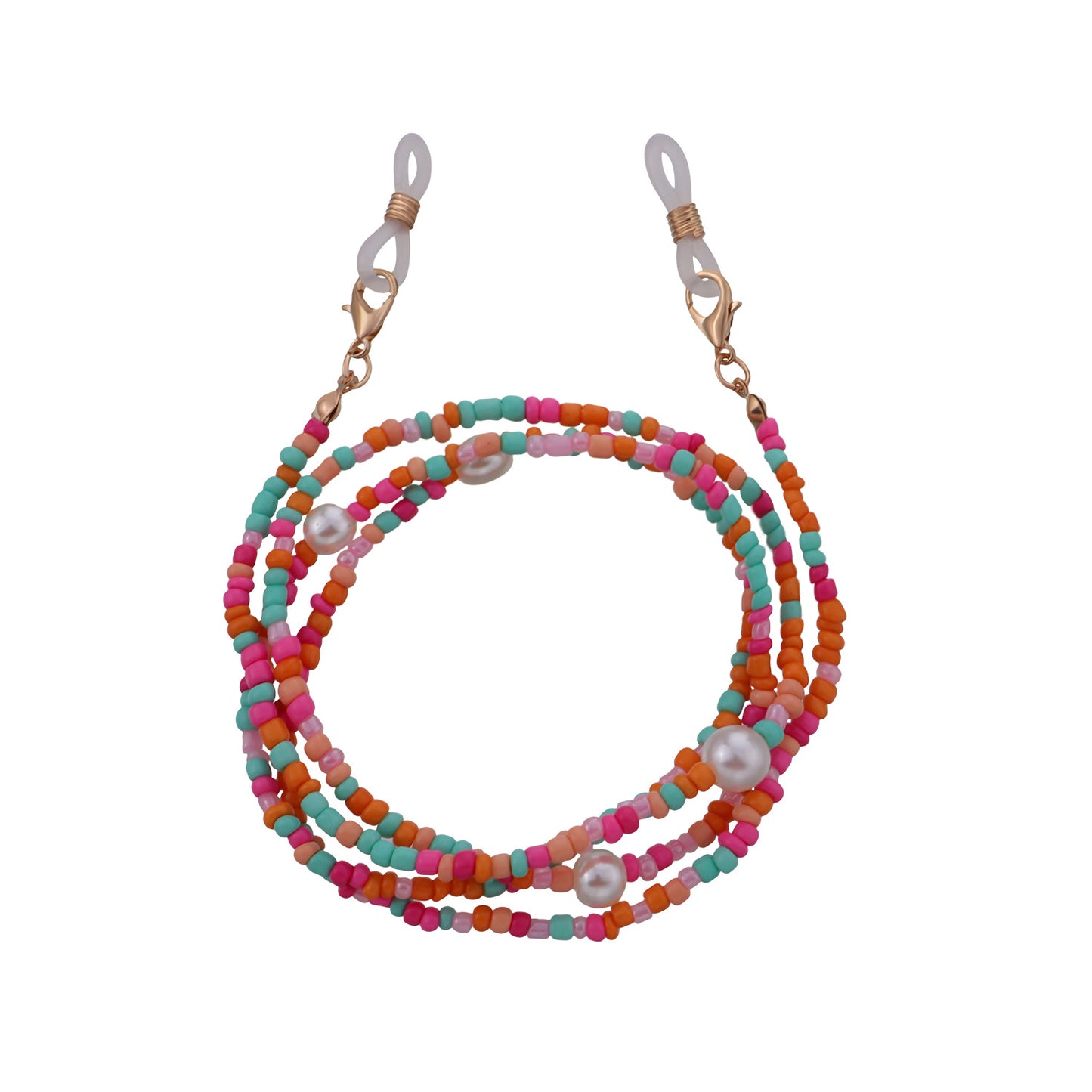 Trendy Colorful Pearl Beaded Alloy Eyeglass Chain for Women