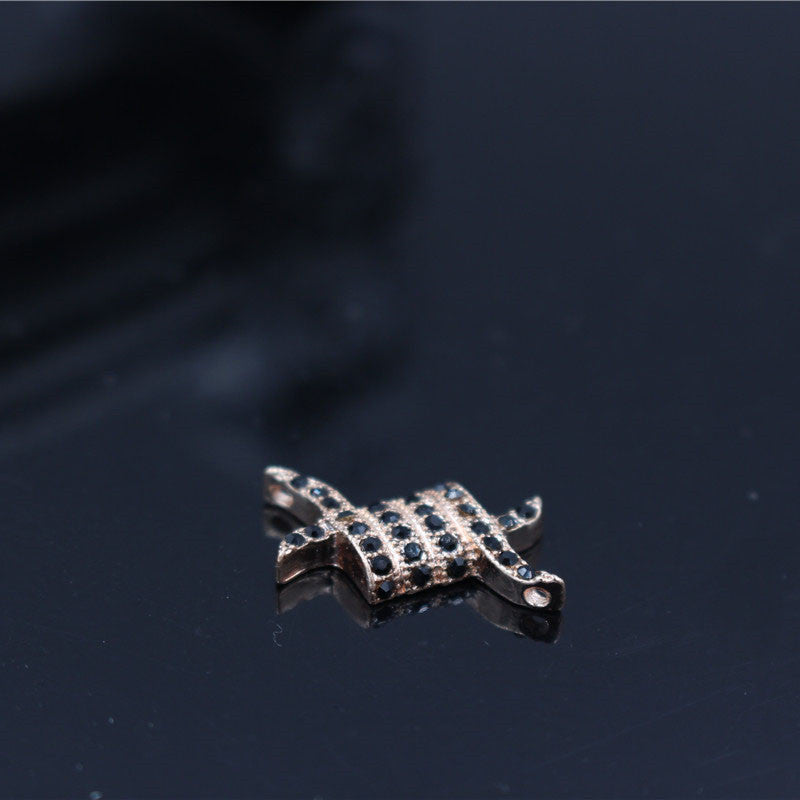 Plated Alloy Rhinestone Charm Bar