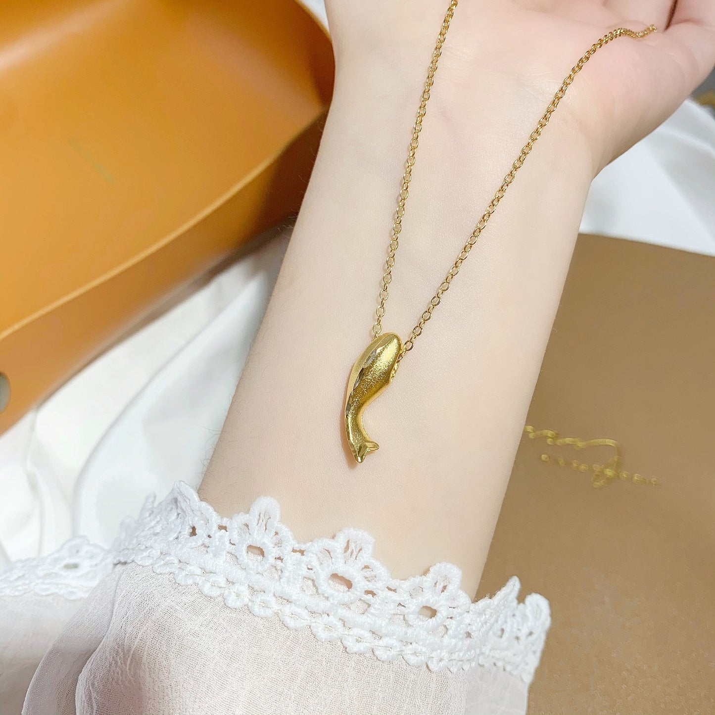 Design Originale 18K Placcato Oro Acciaio al Titanio Ciondolo Delfino Collana a Catena O Gioielli di Moda Unisex