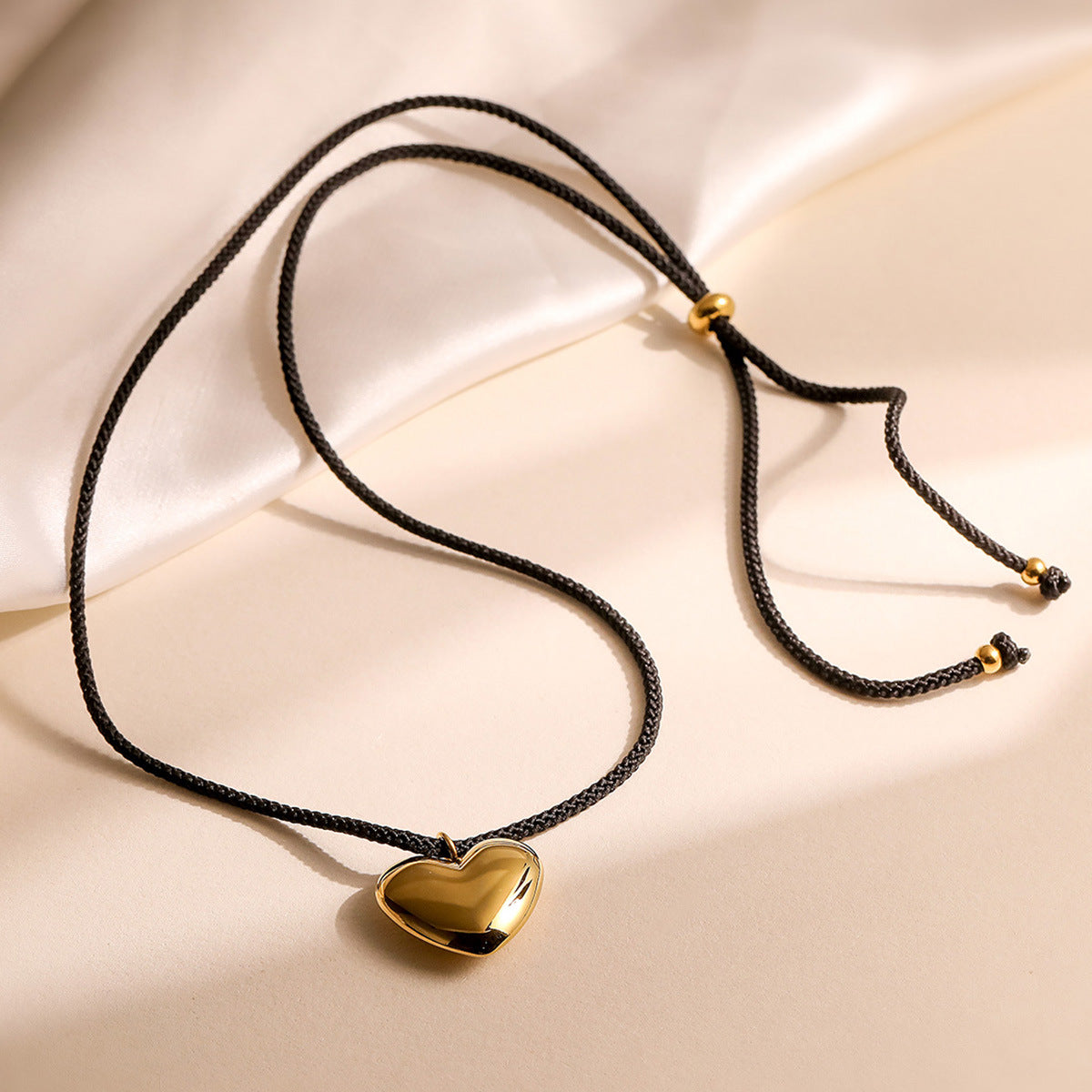 Minimalist 18K Gold Plated Titanium Steel Heart Pendant Necklace for Women