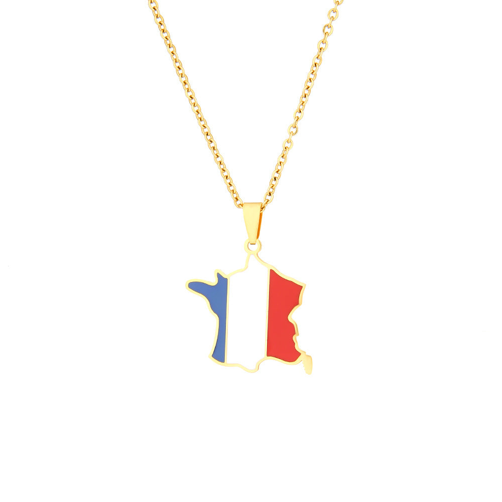 Collana con ciondolo geometrico in stile etnico in acciaio inossidabile con smalto, unisex