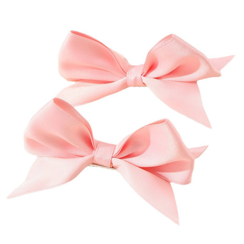 Natural Style Bow-Shaped Duckbill Hair Clip for Girls with Ruffled and Mesh Details in Polyester