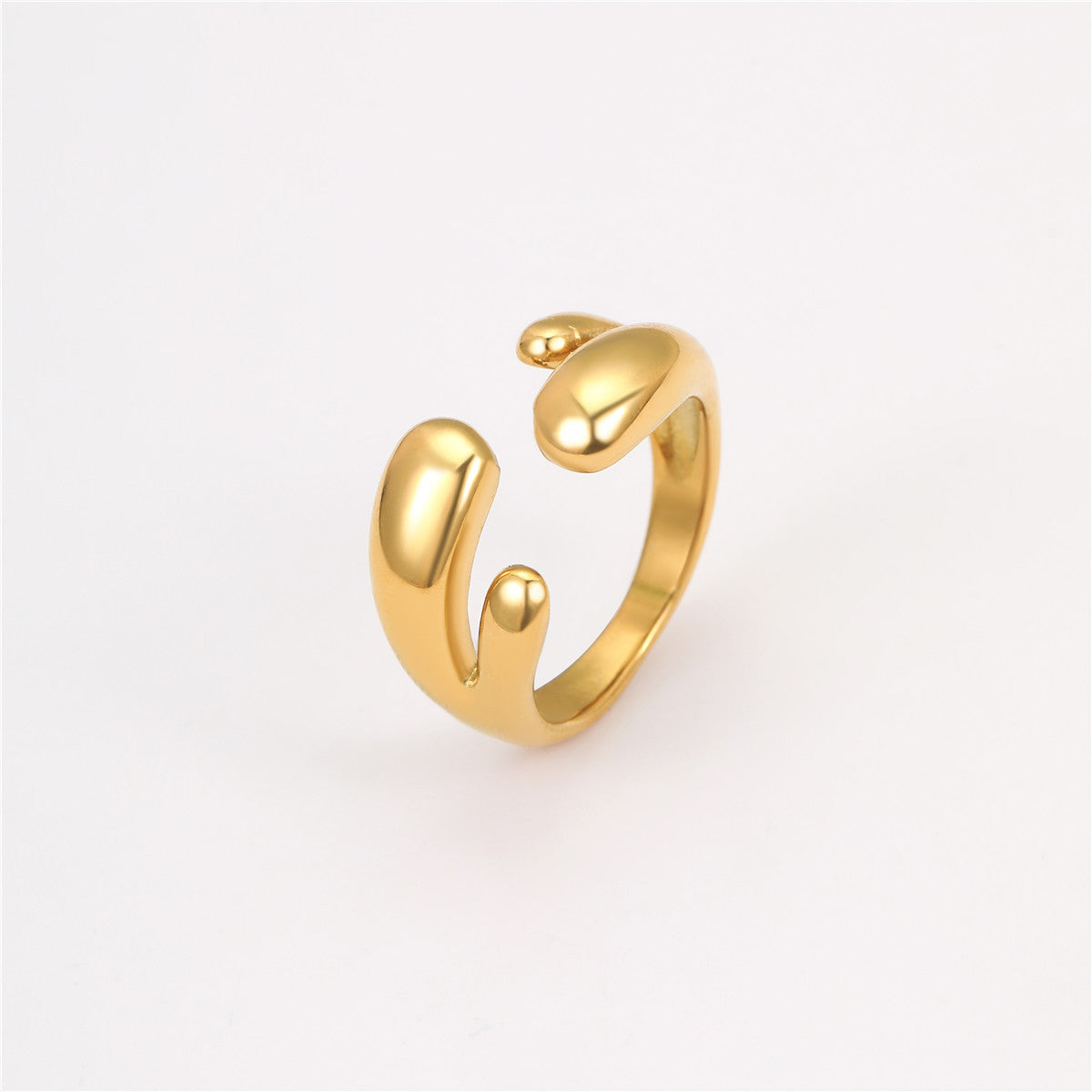 Anello Minimalista Geometrico da Donna in Acciaio Inossidabile con Finitura Galvanica, Design a Fascia Aperta Regolabile