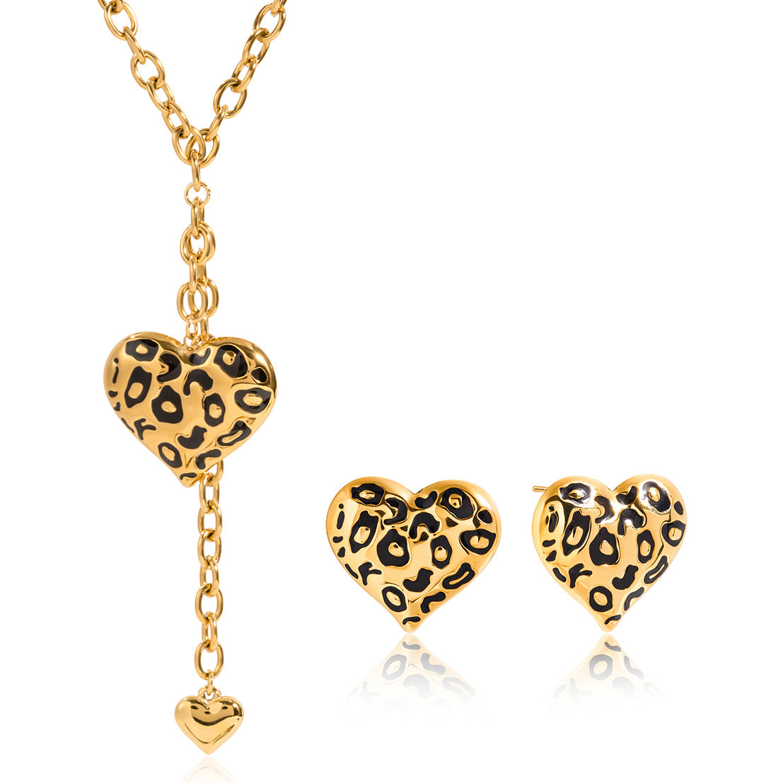 Minimalist Heart-Shaped Titanium Steel Necklace Set with Matching Earrings Plated Stainless Steel Jewelry for Women