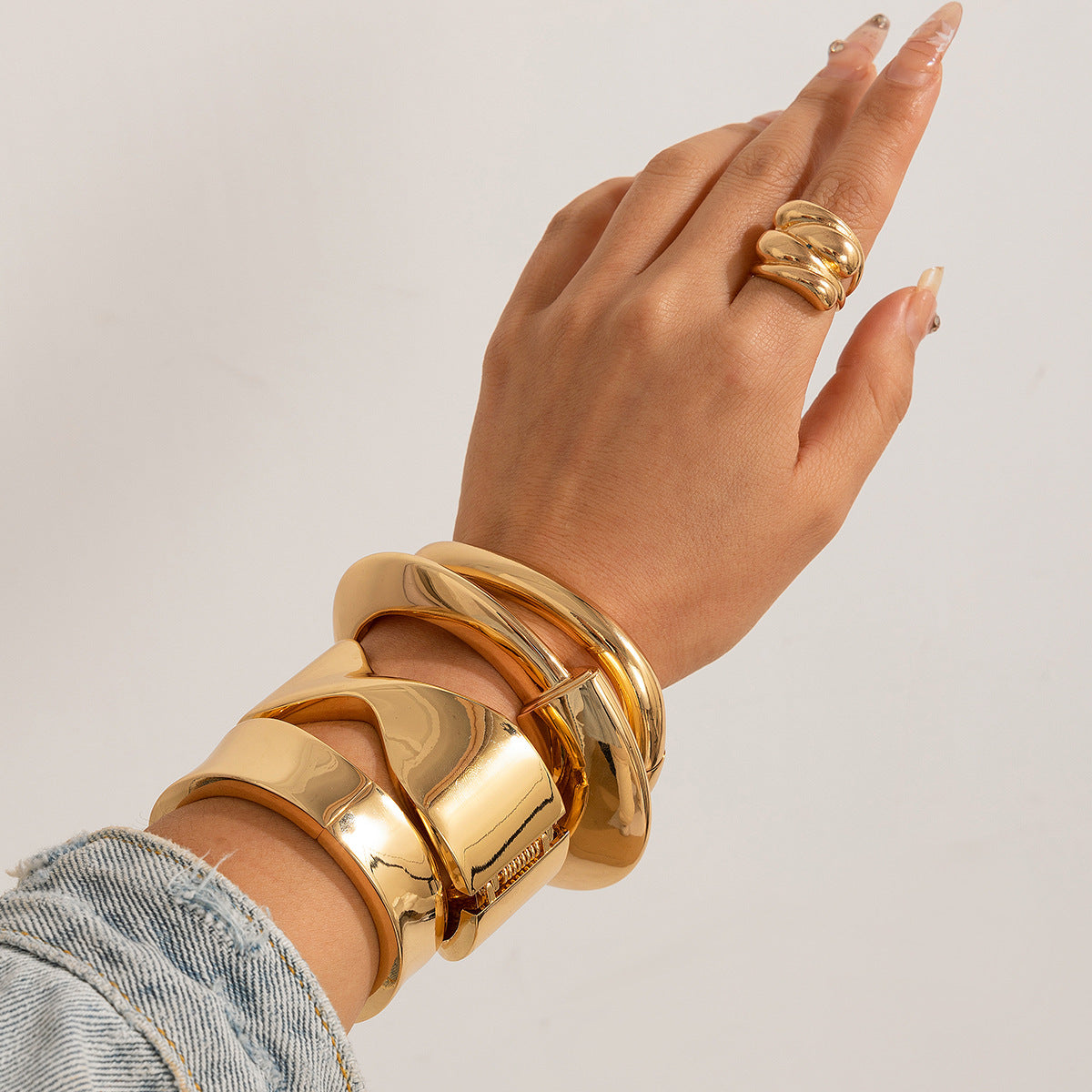 Minimalist Geometric Square Plated Alloy Cuff Bracelet