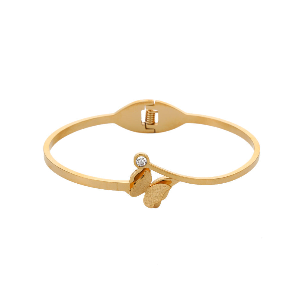 Minimalist Matte Titanium Steel Butterfly Bracelet for Women