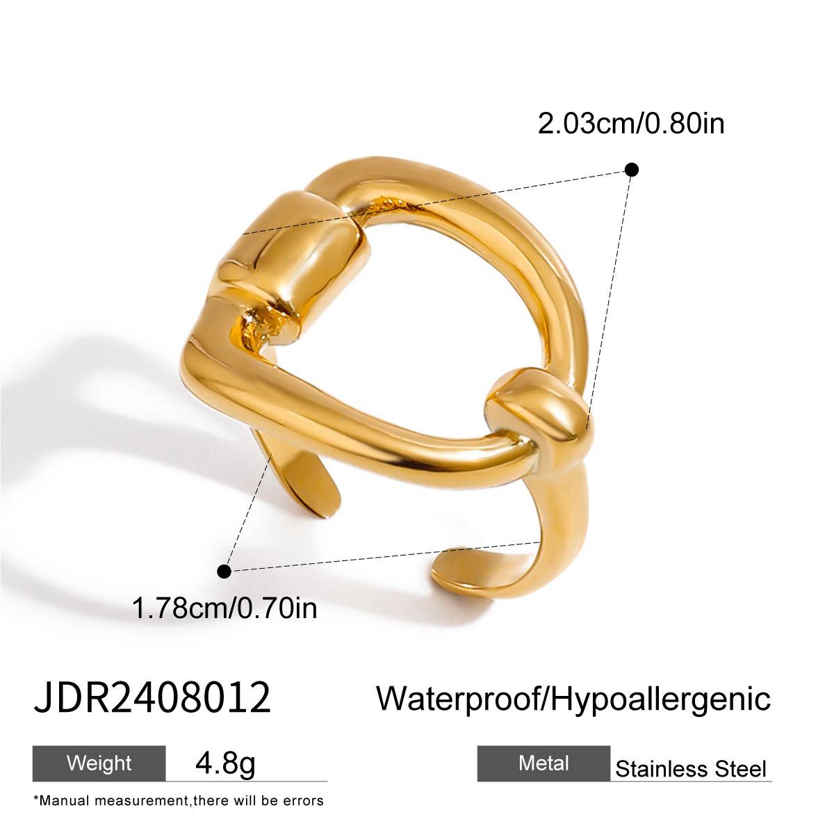 Anillo de Acero Inoxidable Chapado en Oro de 18K con Diseño Geométrico Cuadrilátero para Mujer