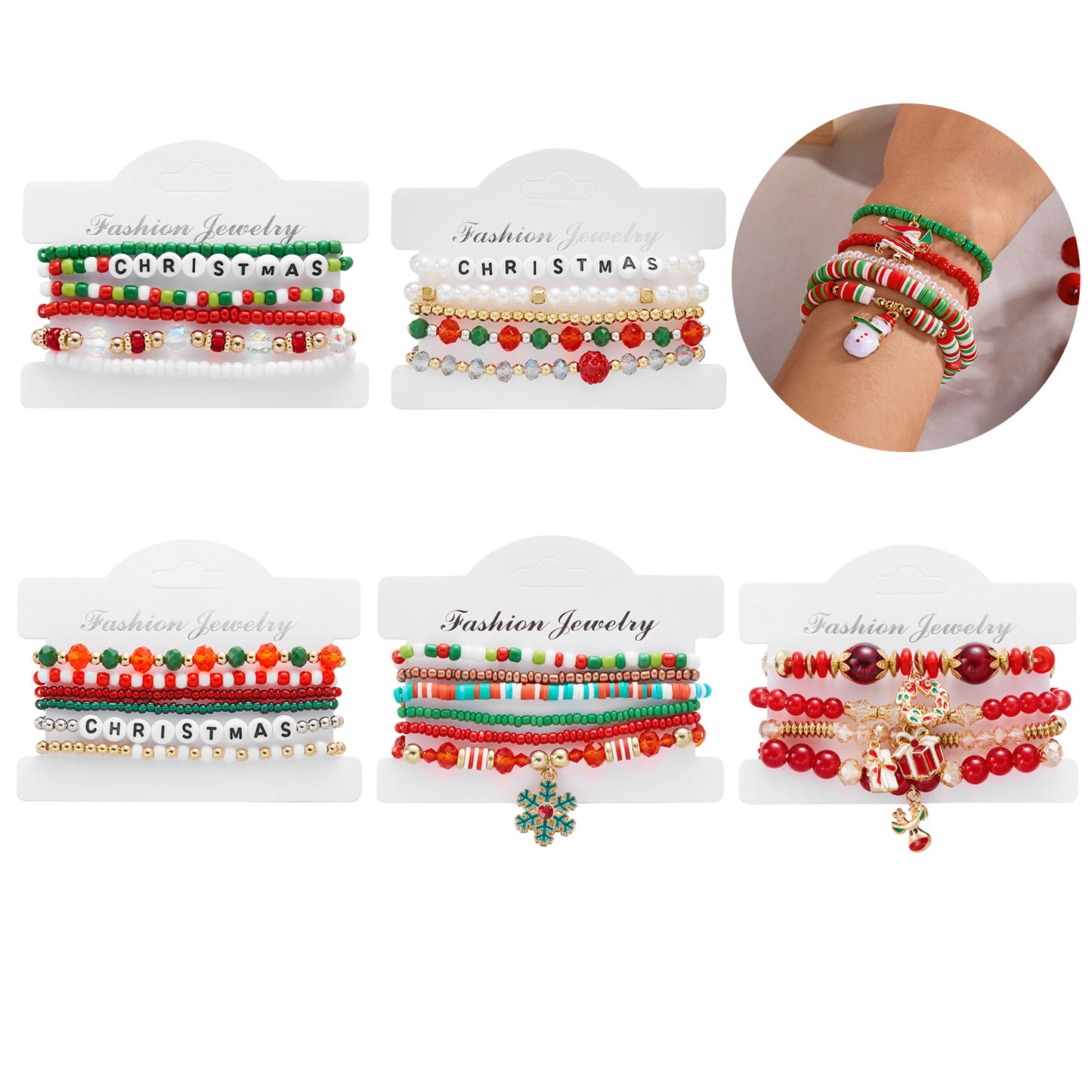 Pulsera navideña artesanal con abalorios de alfabeto y dibujos animados, cuentas de aleación y resina, diseño festivo de copo de nieve, Papá Noel, campana y árbol para mujer