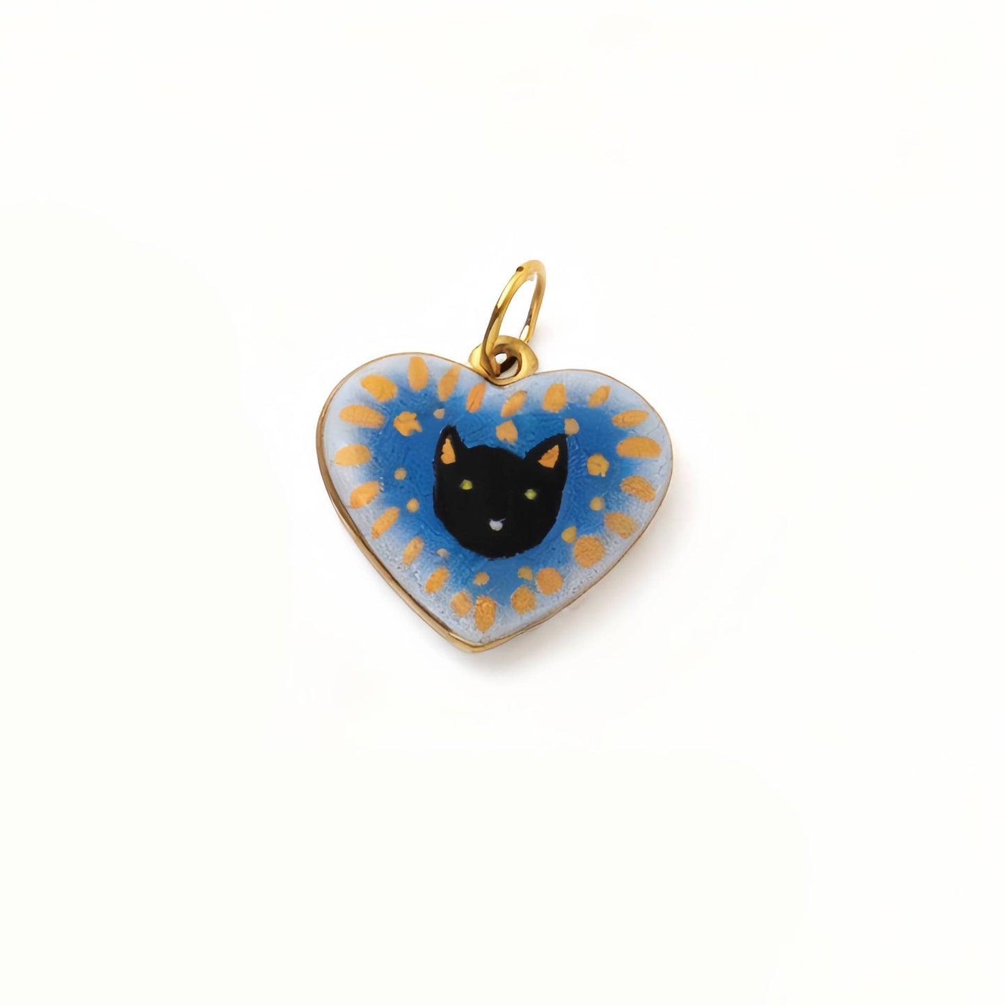 Minimalist Vintage Heart Shape 18K Gold Plated Drip Oil Brass Pendant Stainless Steel Charm Bar