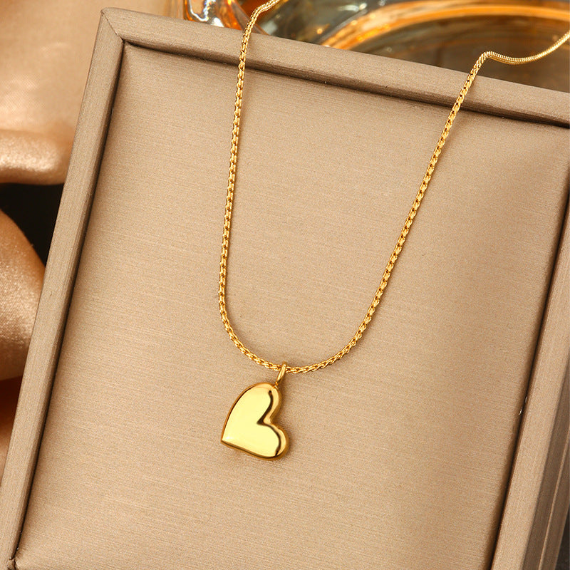 Minimalist Titanium Steel Pearl Necklace with Heart Star and Floral Pendants for Women