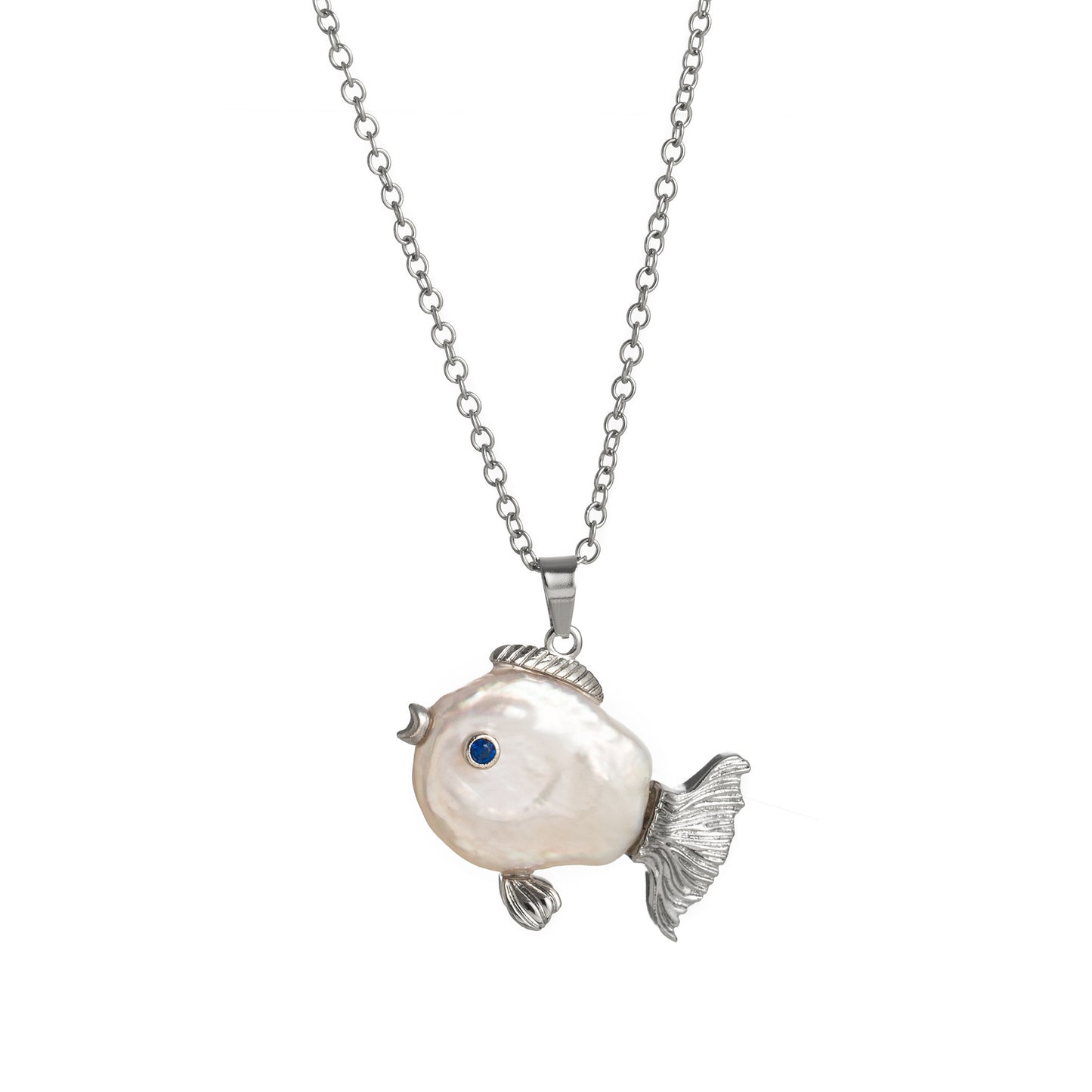 Vintage Ocean-Themed Fish Pendant Necklace in Titanium Steel with Plated Finish for Women