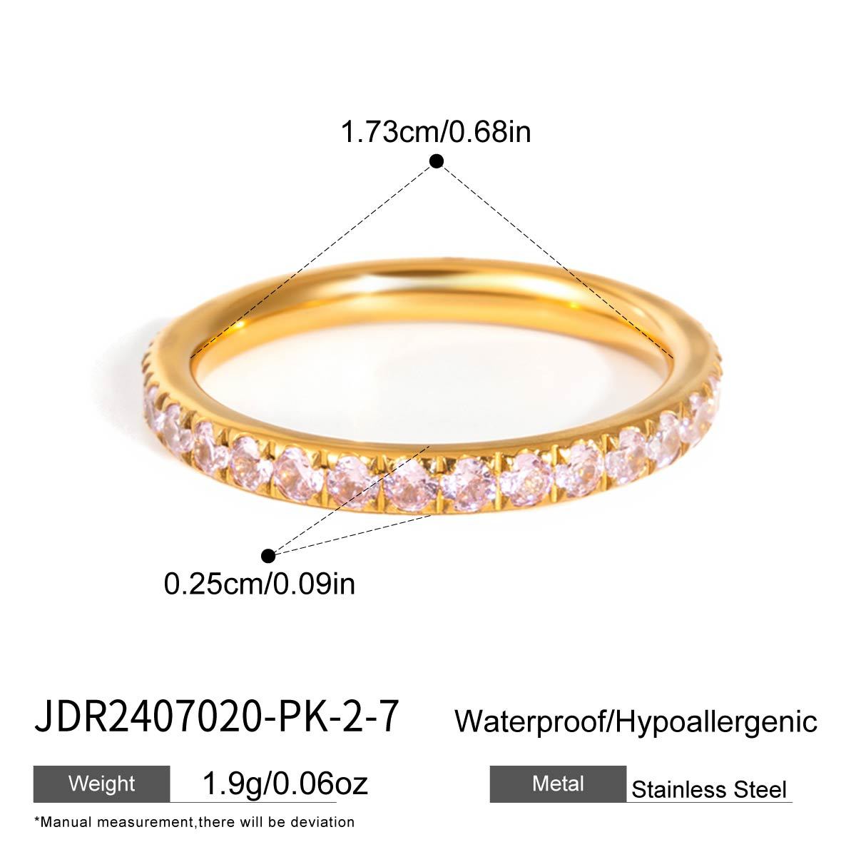 Geometric Round Stainless Steel PVD Ring with Cubic Zirconia for Women