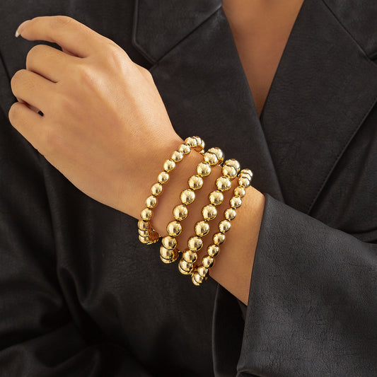 Bracciale a Catena con Perline Geometriche Stile Punk da Donna con Accenti Metallici Galvanizzati