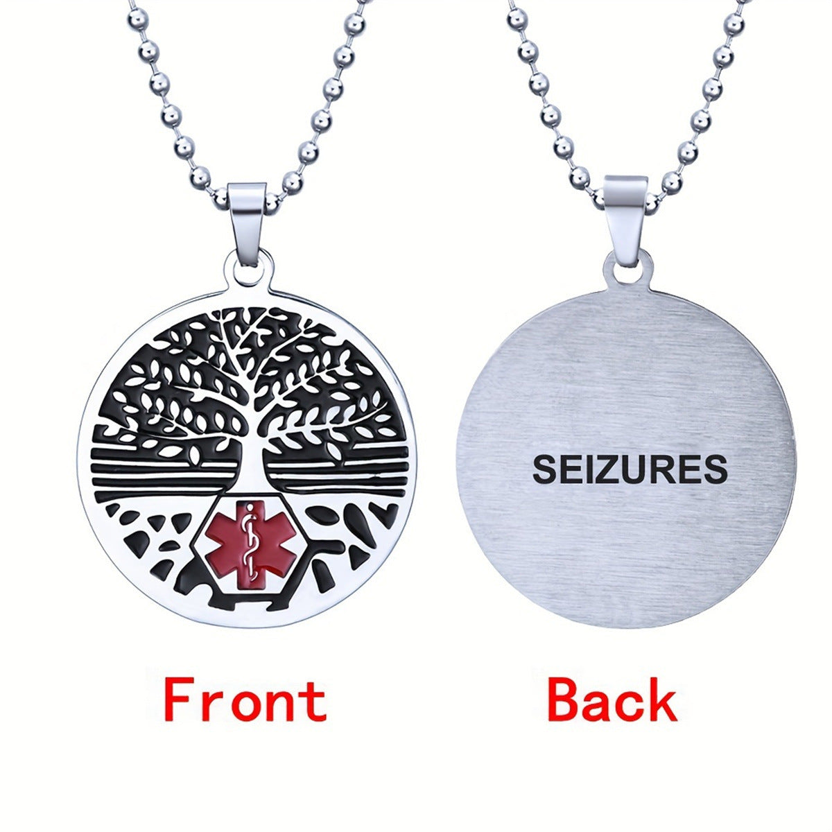 Elegant Geometric Tree of Life Pendant Necklace in Stainless Steel with Polished Titanium Steel Charm and Daisy Floral Accents for Women