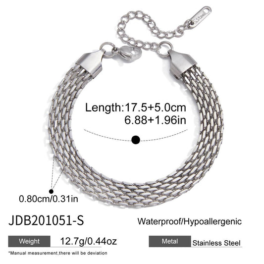 Bracciale a catena cubana placcato in acciaio inossidabile con motivo geometrico da donna