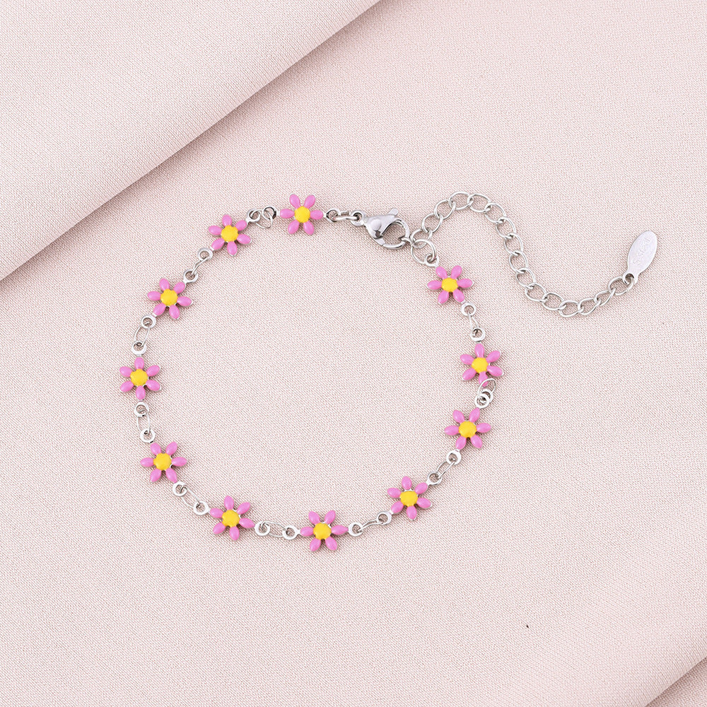 Pulsera geométrica minimalista de acero inoxidable con motivo de pétalos para mujer y hombre, accesorio de moda electrochapado