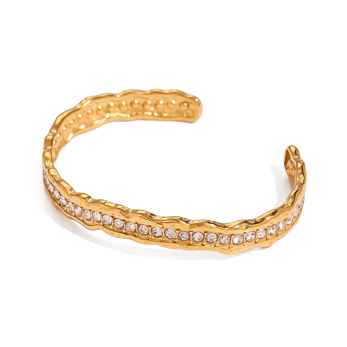 Geometric Stainless Steel Plated Open Cuff Bracelet for Women