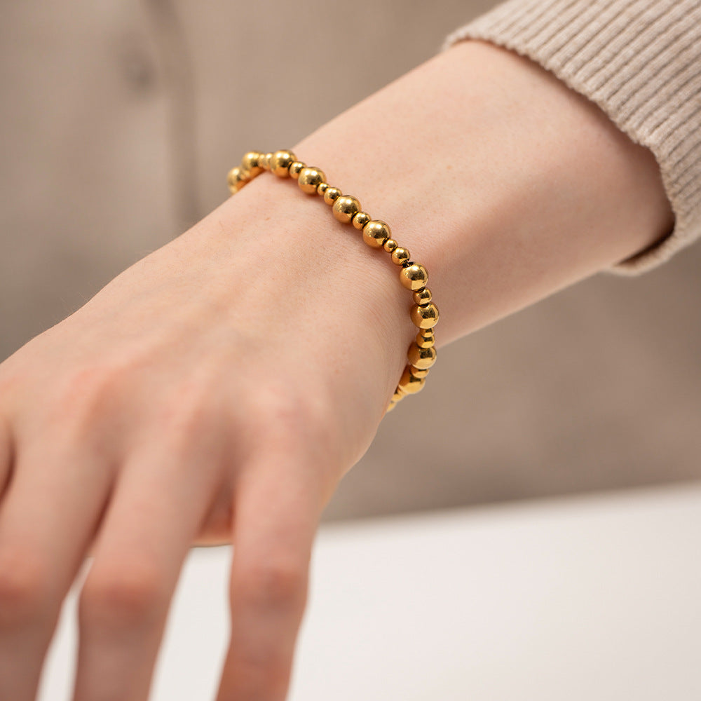 Bracciale Instagram con cerchio geometrico regolabile in acciaio inossidabile placcato oro 18K da donna