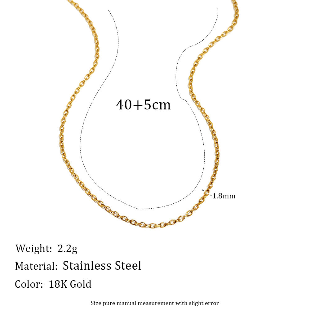 Minimalist Geometric Stainless Steel Plated 18K Gold O-Chain Necklace for Women