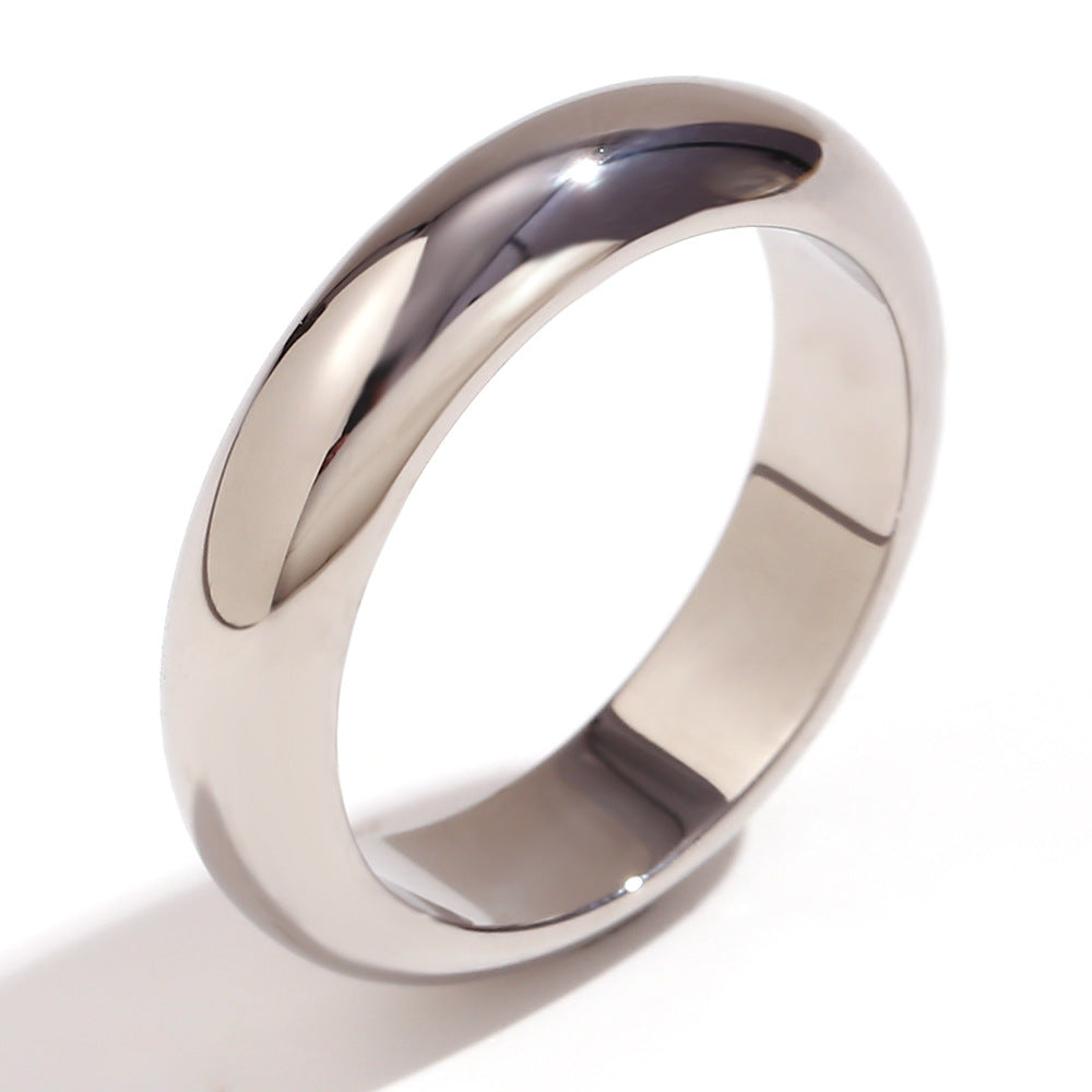 Anello Minimalista Geometrico in Acciaio Inox da Donna con Placcatura in Oro 18K Fascia Spessa Liscia Accessorio Moda