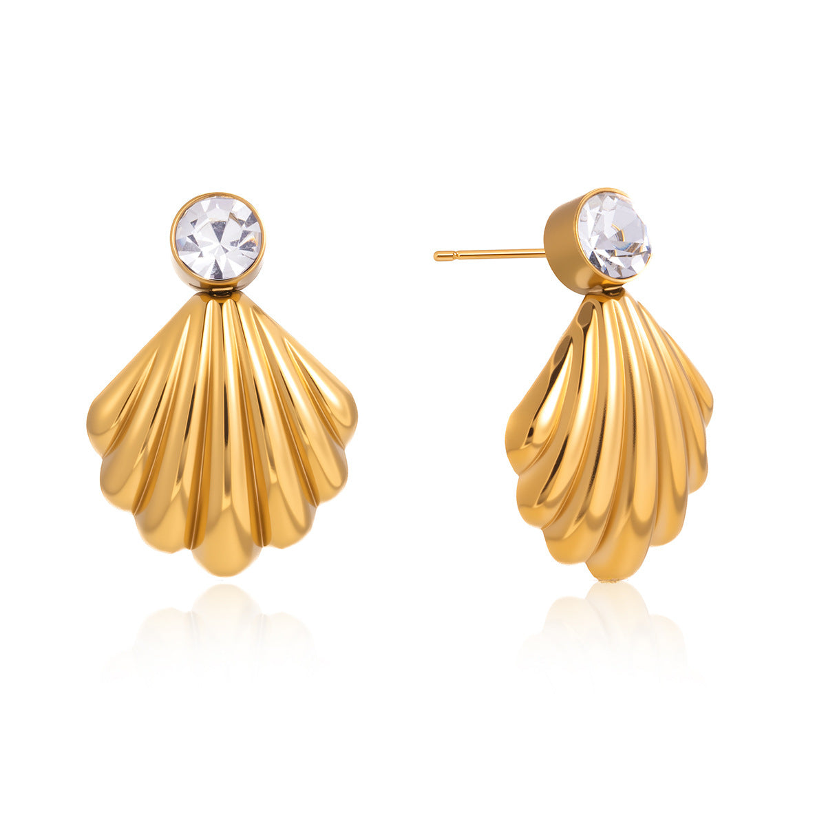 Minimalist Luxury Geometric Titanium Steel Earrings with Cubic Zirconia PVD Plated