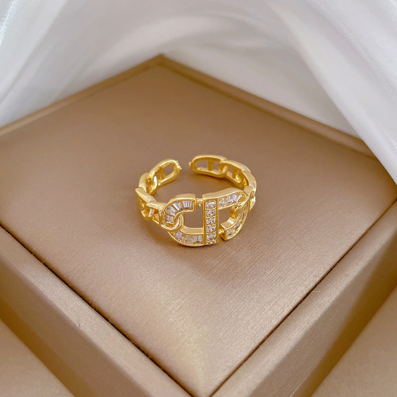 Anillo de latón con forma de corona estilo dibujo animado con baño de oro para mujer, banda abierta ajustable, joyería minimalista