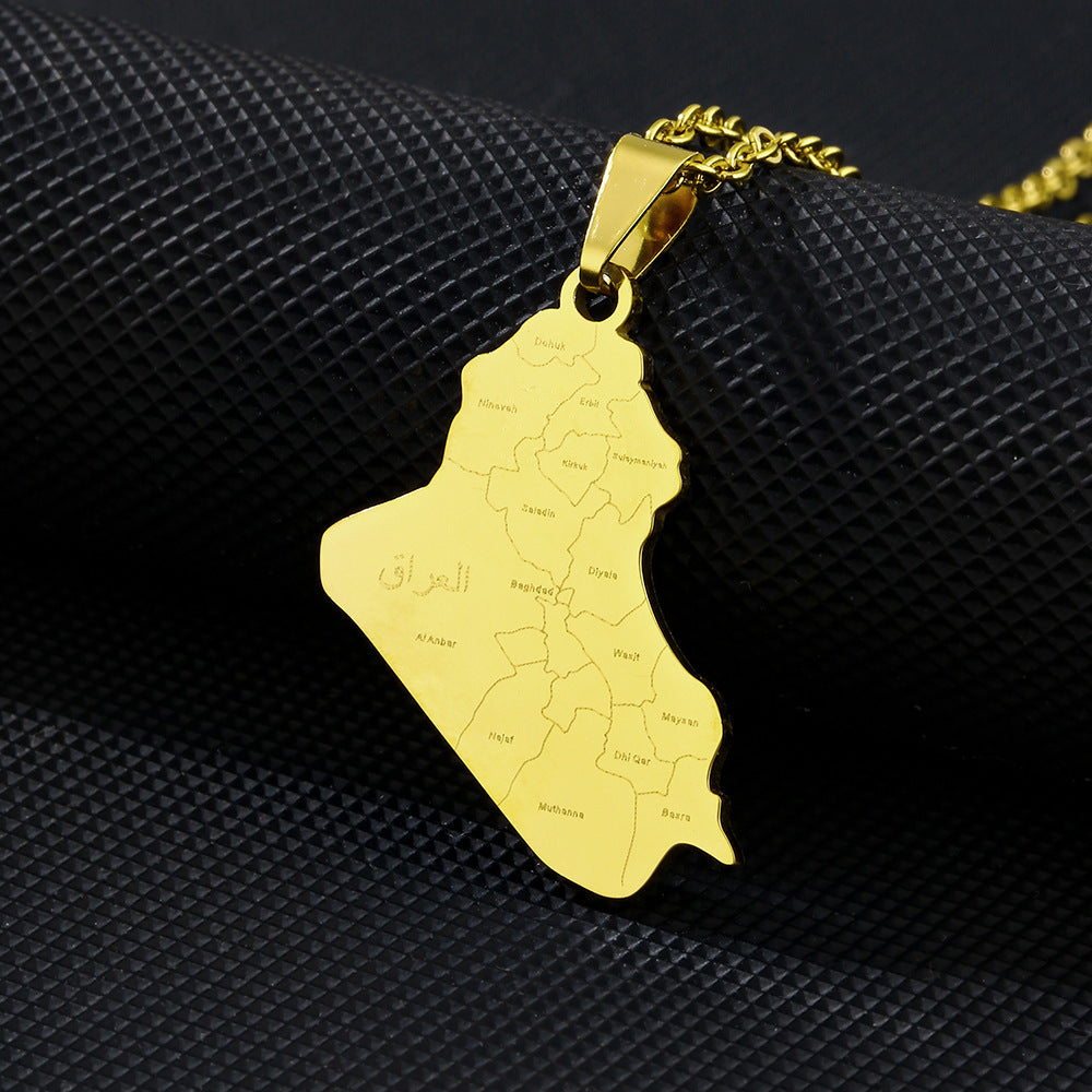 Collana con Pendente Geometrico in Stile Etnico in Acciaio Inossidabile con Finitura Placcata, Unisex