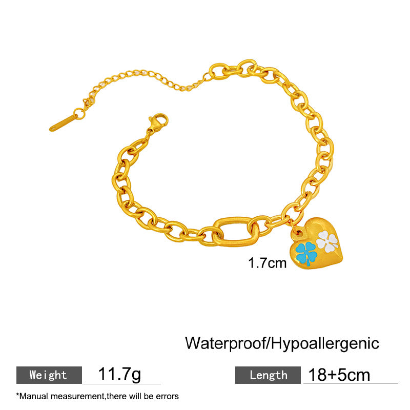 Minimalist Elegant Heart Geometric Titanium Steel Plated Bracelet Unisex