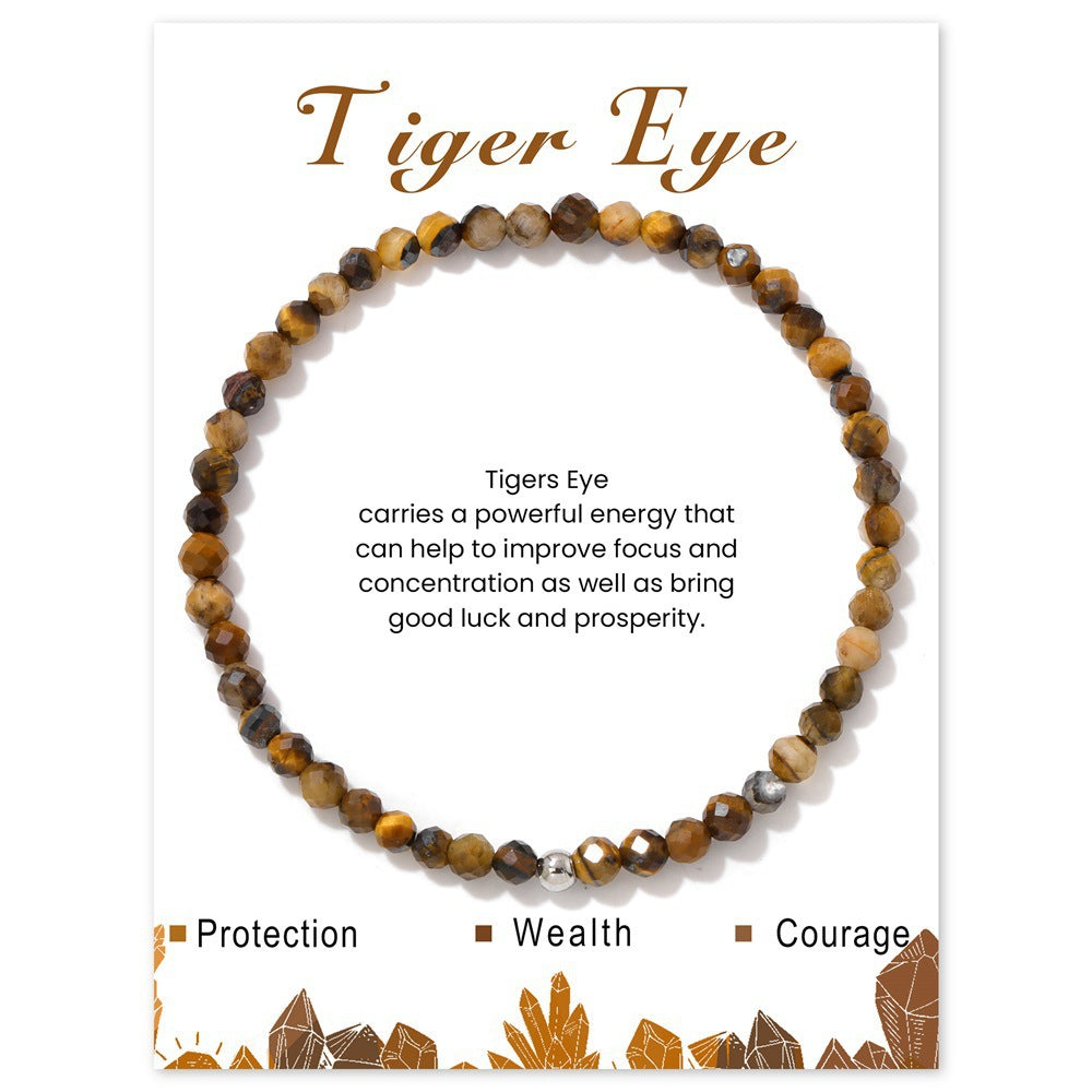 Geometric Natural Crystal Beaded Bracelet Set with Stainless Steel Silver Beads