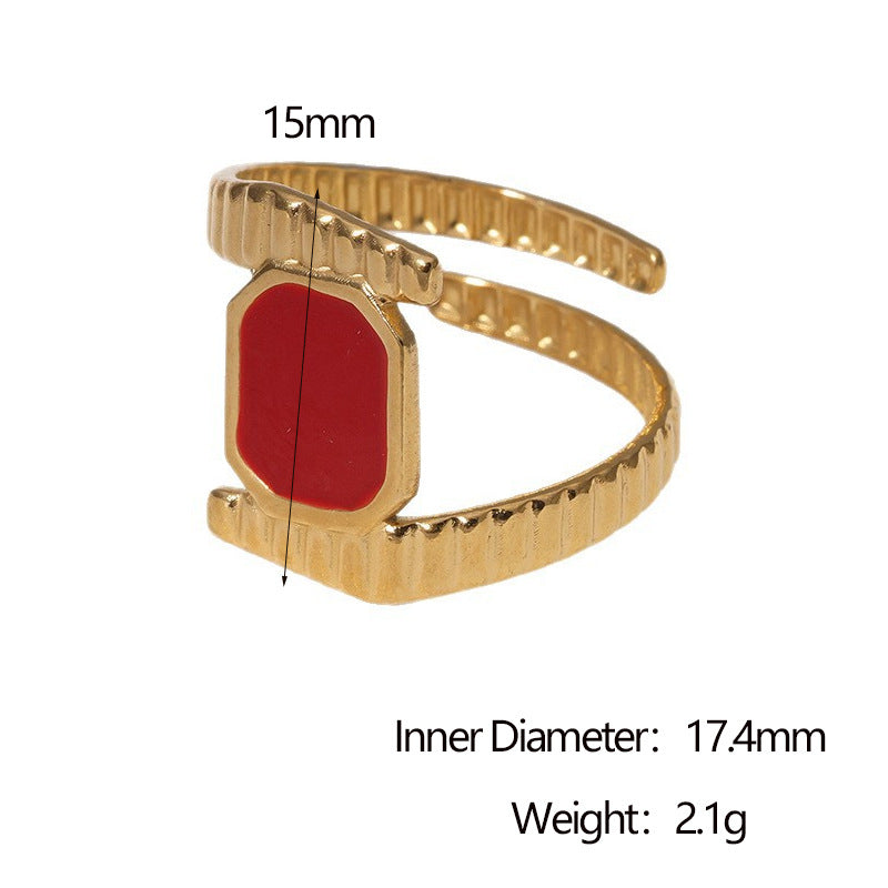 Anello Aperto Minimalista Geometrico da Donna in Acciaio Inox Placcato Oro 18K con Design Irregolare
