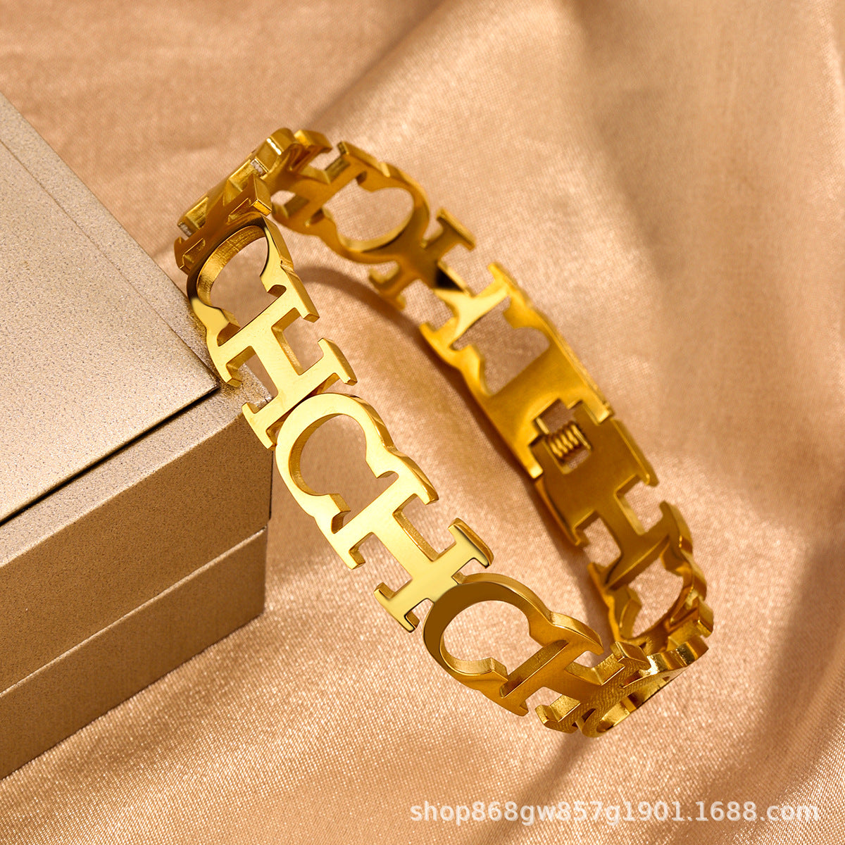 Bracciale da donna in titanio e acciaio lucidato con strass, stile minimalista per affari