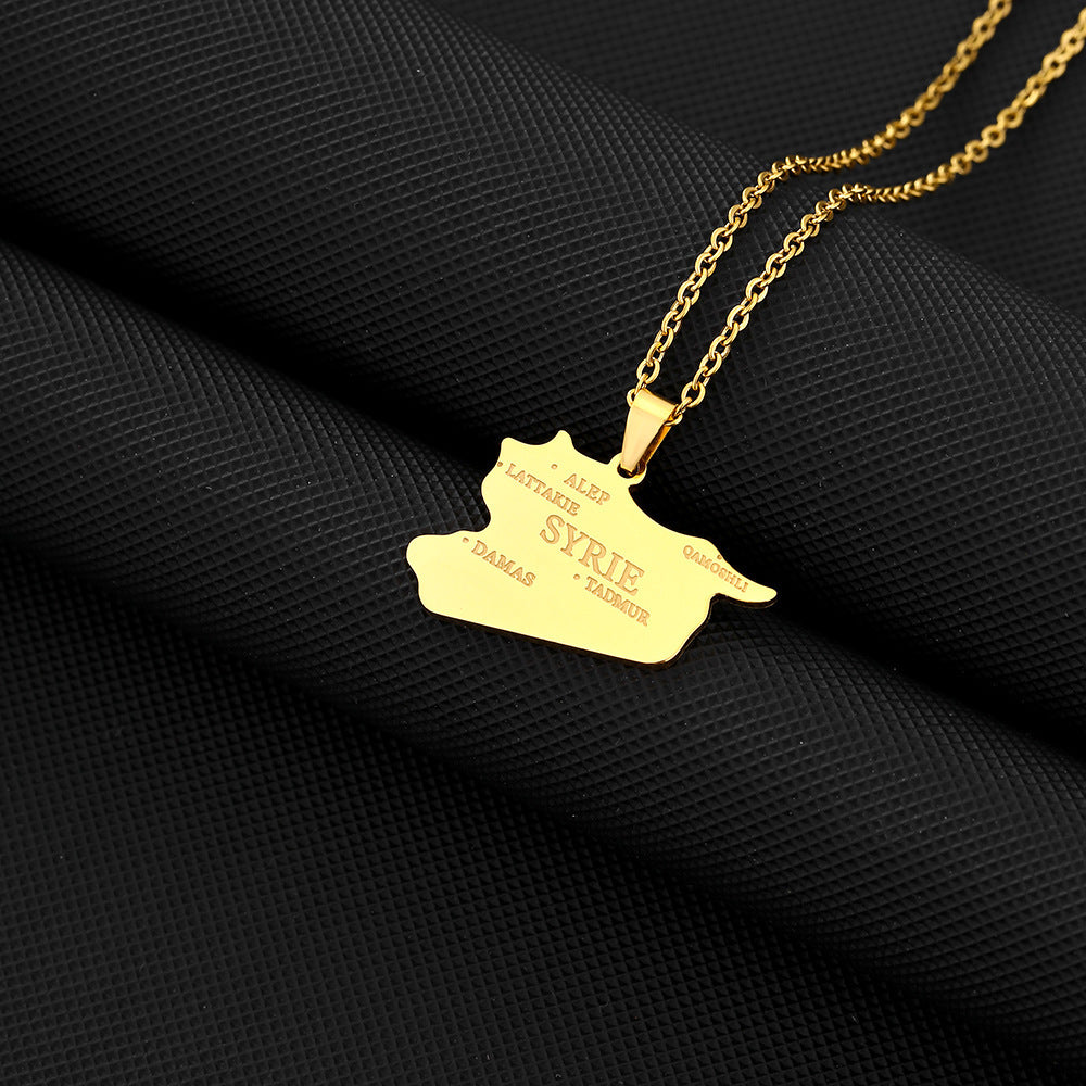 Collar con colgante geométrico minimalista de acero de titanio con acabado chapado y cadena tipo O, unisex, para uso diario