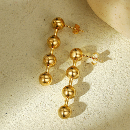 Pendientes redondos minimalistas de acero inoxidable para mujer con acabado chapado y diseño geométrico de puntos y líneas