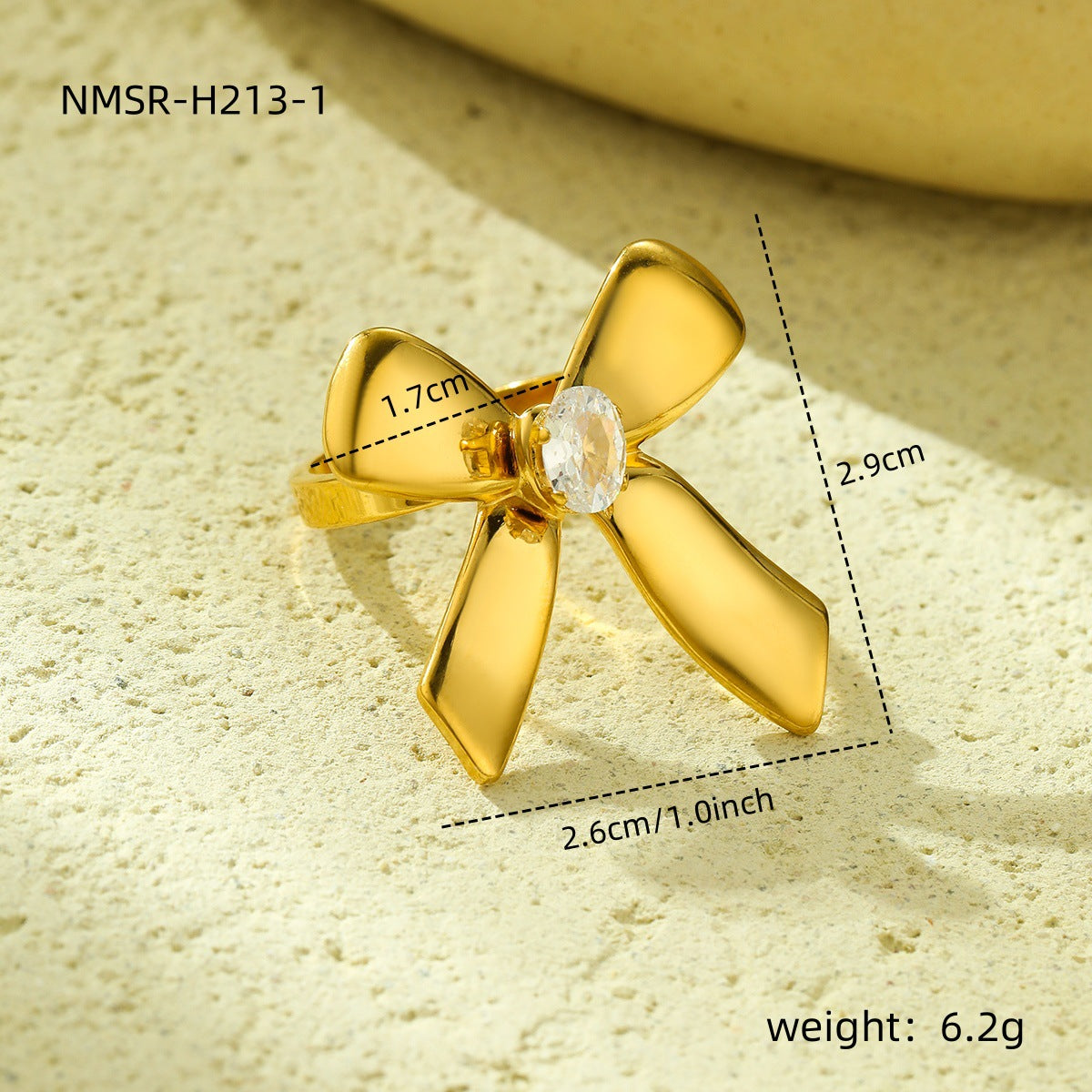 Fashionable Bow-Shaped Stainless Steel Earrings with Zircon Inlay for Women, Polished Surface and Versatile Office Wear Design