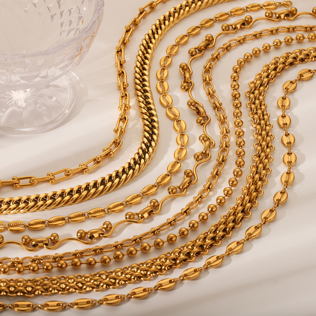 Fashionable 18K Gold Plated Geometric Stainless Steel Cuban Chain Necklace for Women