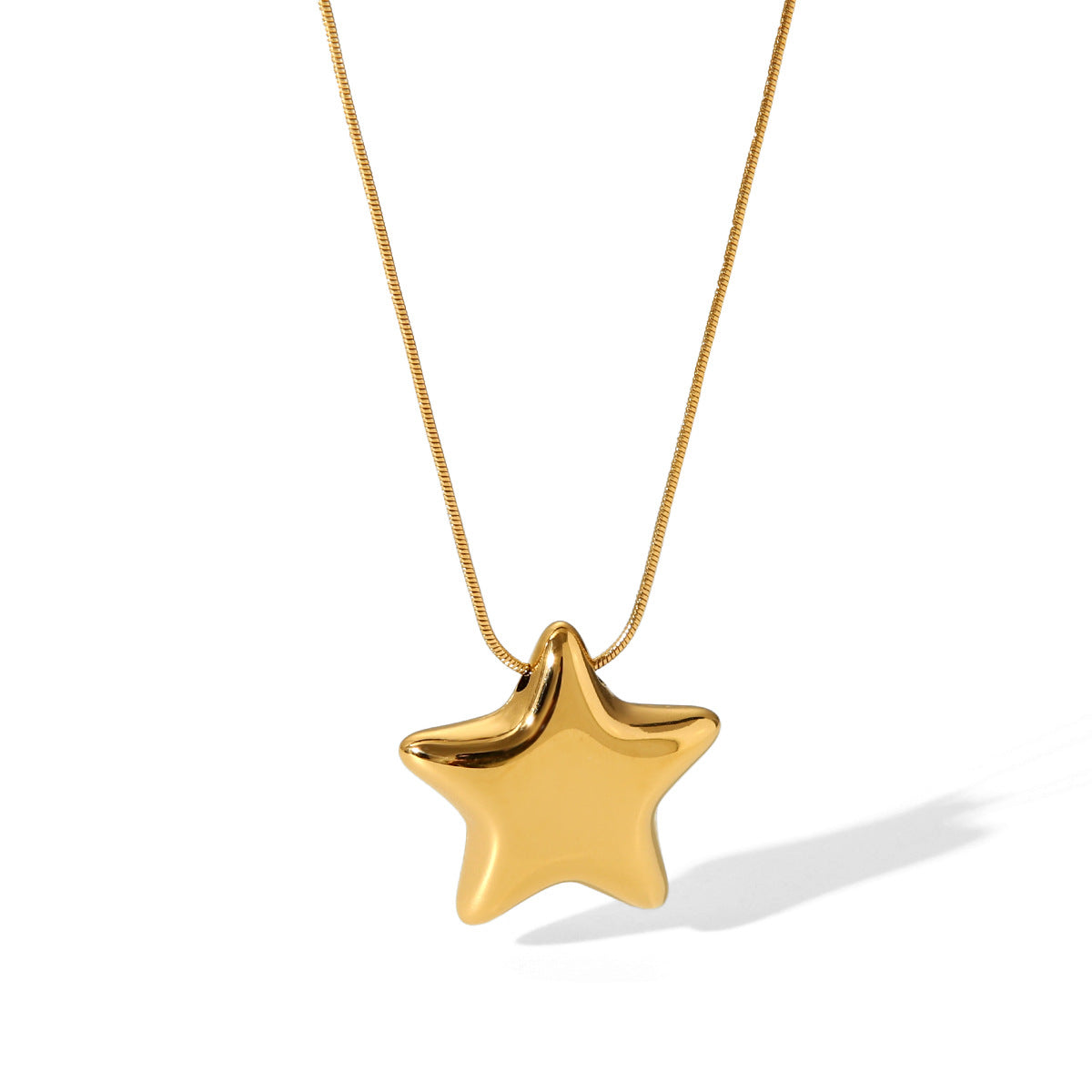 Collana Minimalista da Donna in Acciaio Inossidabile a Forma di Stella con Ciondolo in Acciaio al Titanio e Finitura Placcata