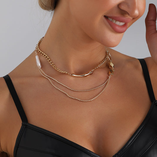 Vintage Geometric Heart Alloy Plated Necklace for Women
