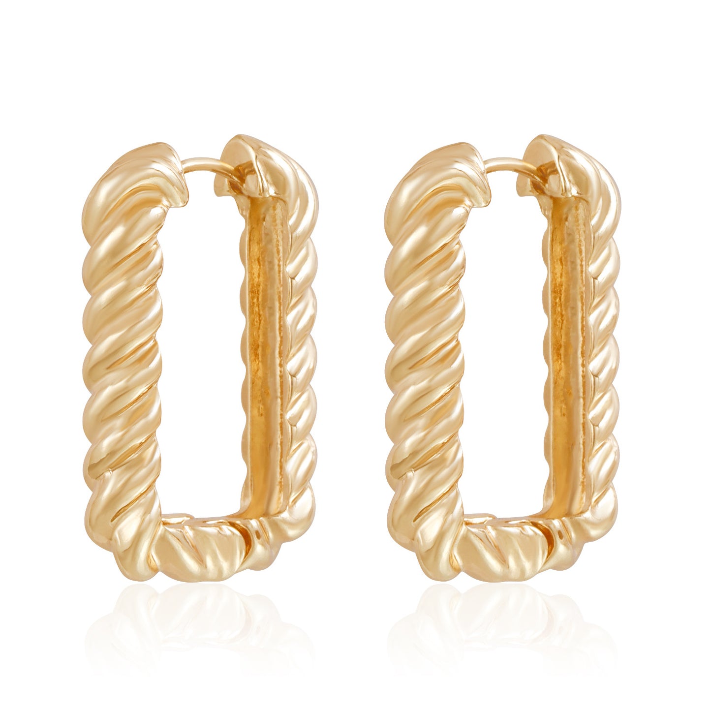 Minimalist Geometric Alloy Stud Earrings with Plated Finish for Women — Round Hexagonal Square Beveled Edges Design