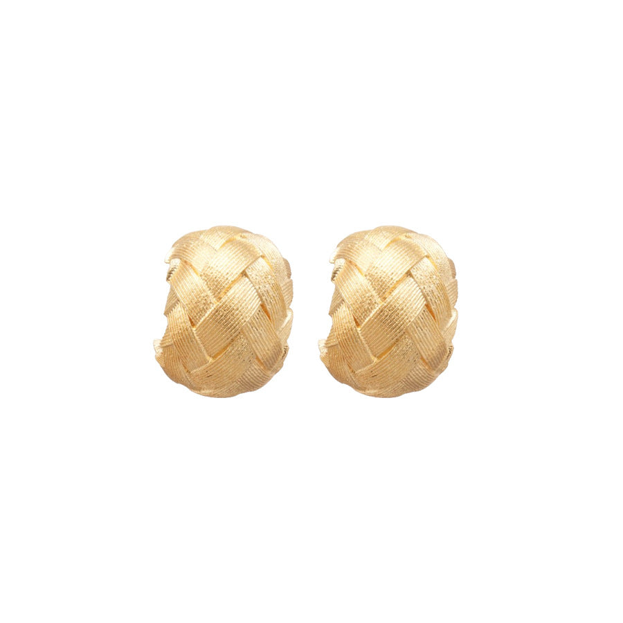 Pendientes minimalistas de metal con forma de C geométrica y acabado electrochapado para mujer