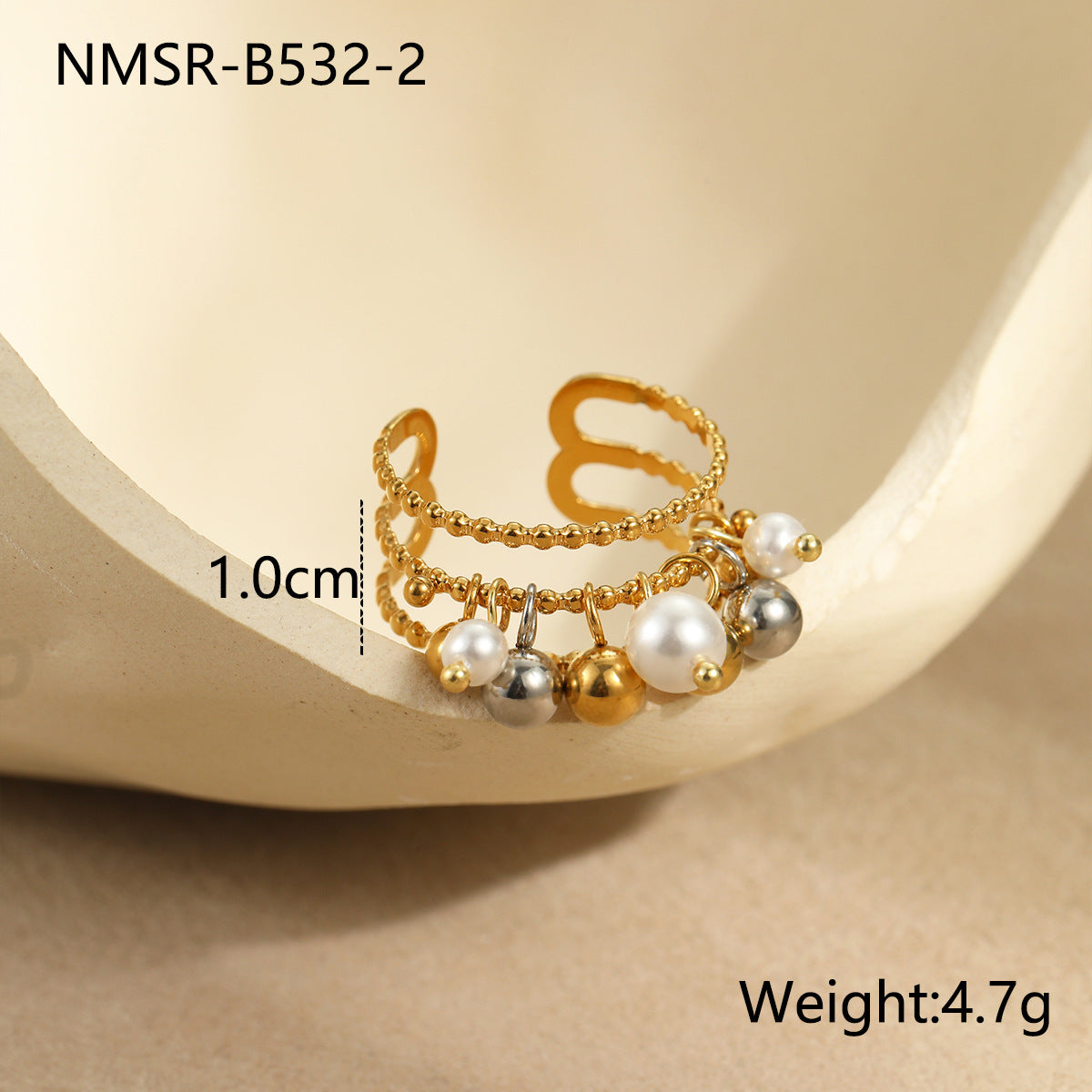 Anello Minimalista Geometrico in Acciaio Inossidabile da Donna con Design a Sfere Intrecciate, Anello alla Moda Elettroplaccato per Ufficio e Uso Quotidiano