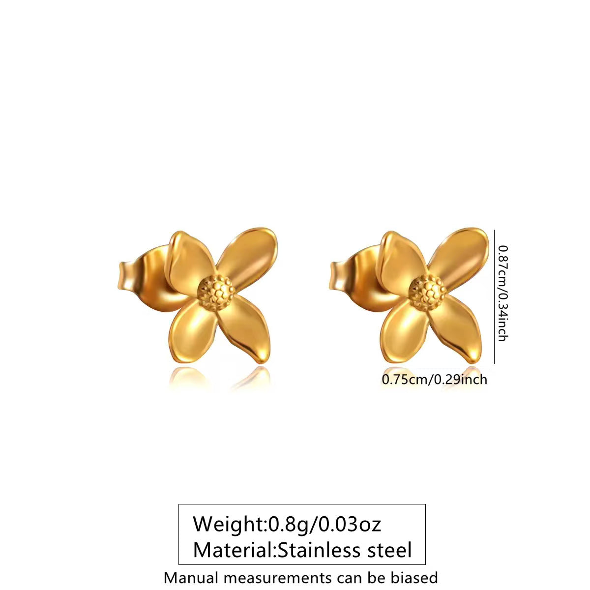Minimalist Luxury Gold Plated Stainless Steel Floral Earrings for Women