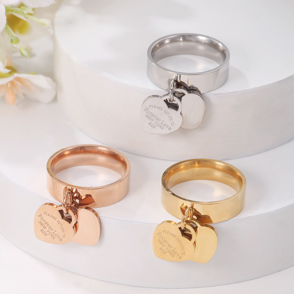 Minimalist Business Heart Titanium Steel Plated Ring for Unisex